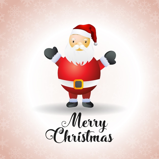 Christmas poster having christmas realistic santa and typography on skin background