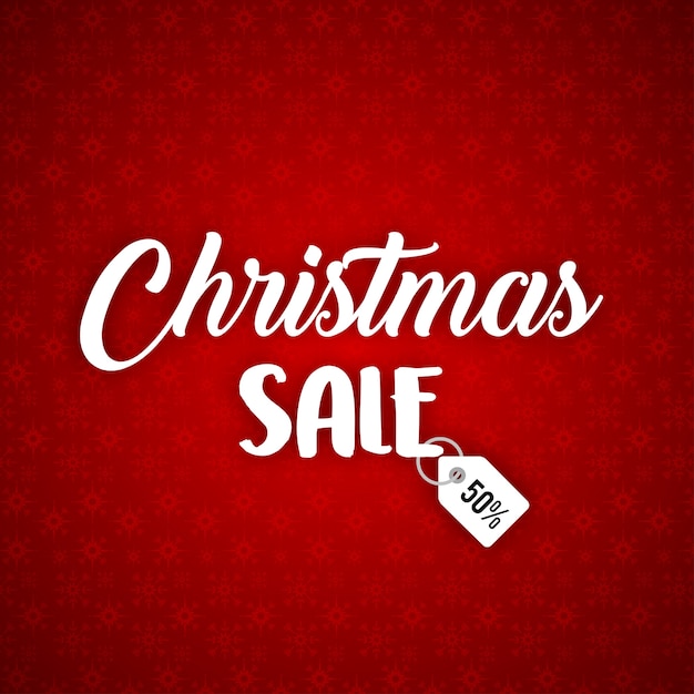 Christmas poster having christmas sale typography on red background