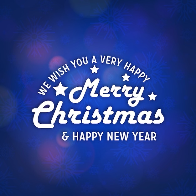 青い抽象的な背景に創造的なクリスマスのタイポグラフィーを持つクリスマスポスター