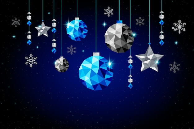 Christmas poster template in polygonal style