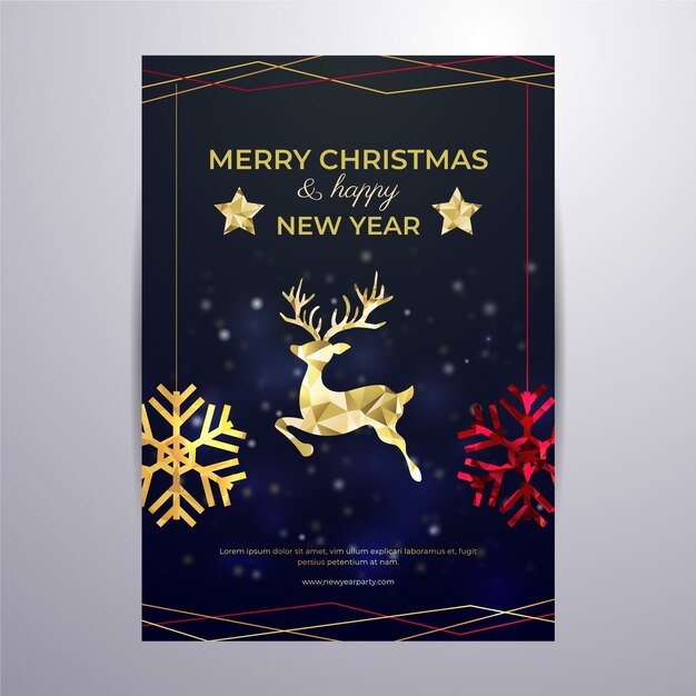 Christmas poster template in polygonal style