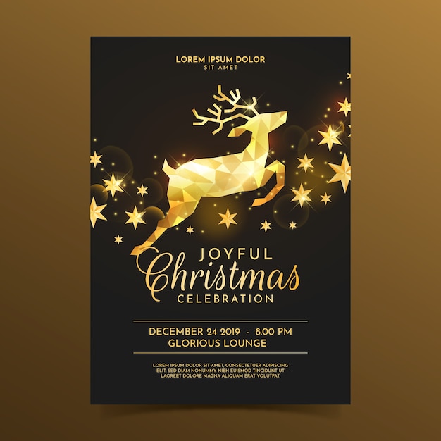 Christmas poster template in polygonal style