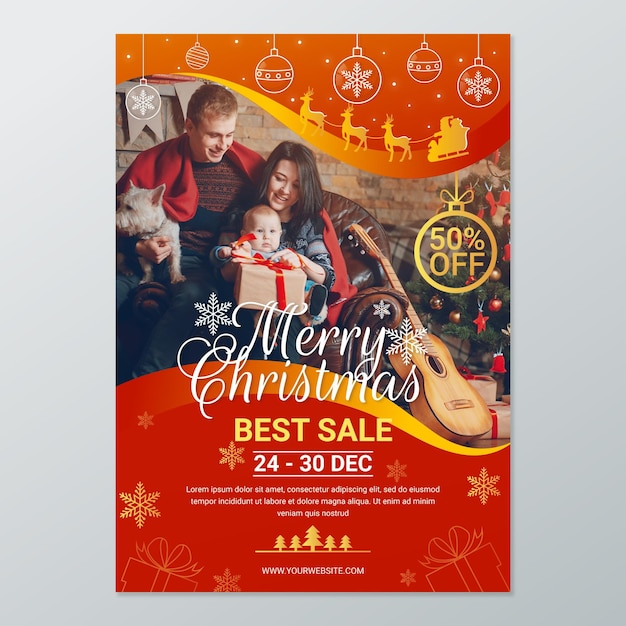 Christmas poster template for sales with photo