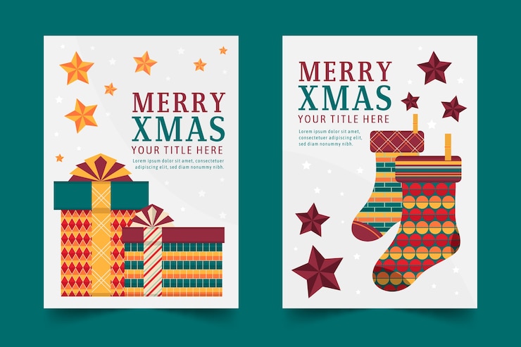 Free Vector christmas poster template with colorful geometric shapes