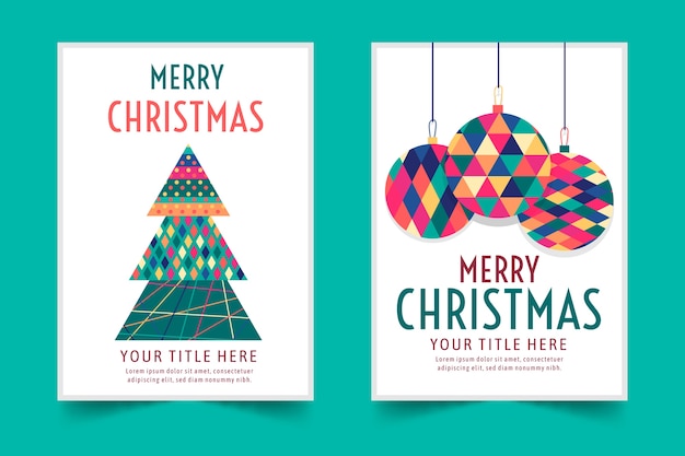 Christmas poster template with colorful geometric shapes