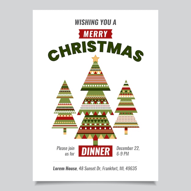 Free vector christmas poster template with colorful geometric shapes