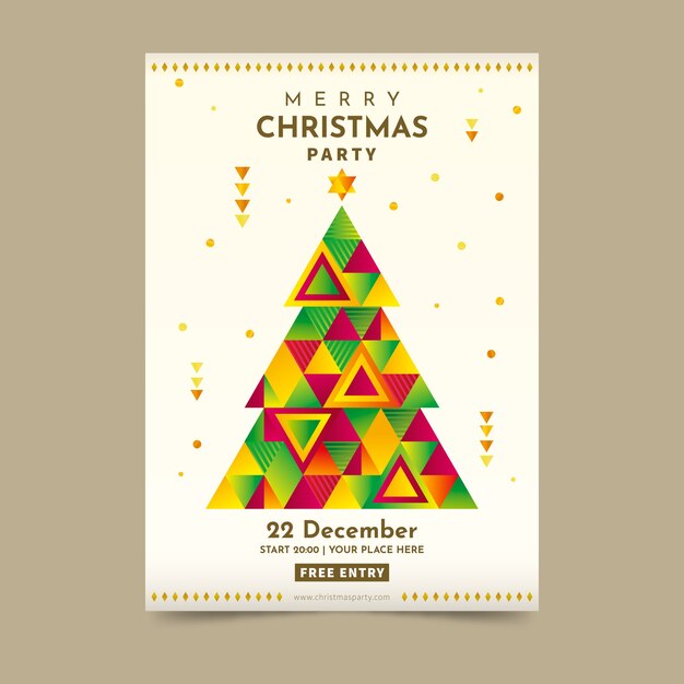 Christmas poster template with colorful geometric shapes