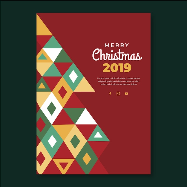 Free vector christmas poster template with colorful geometric shapes