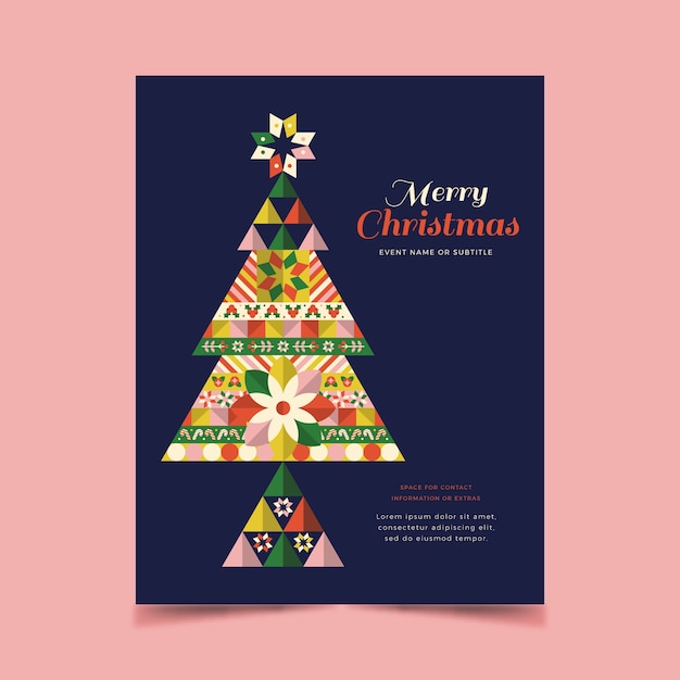 Free vector christmas poster template with colorful geometrical shapes