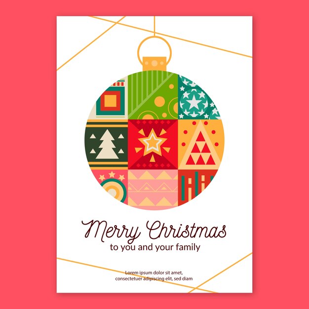 Christmas poster template with geometric models