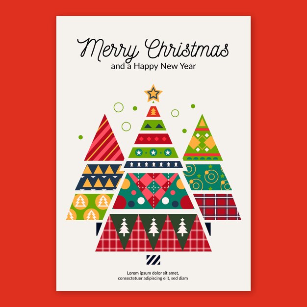 Christmas poster template with geometric shapes