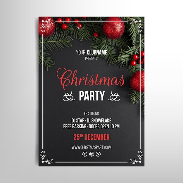 Free vector christmas poster template with photo