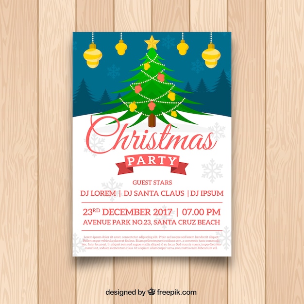 Free vector christmas poster with lovely tree