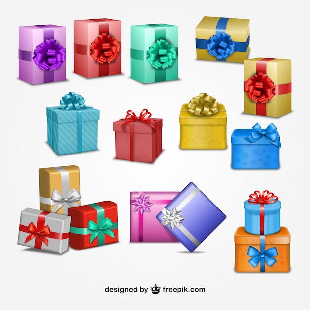 Бесплатное векторное изображение Рождественские настоящий коробки
