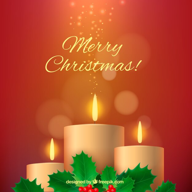 Christmas realistic background with candles