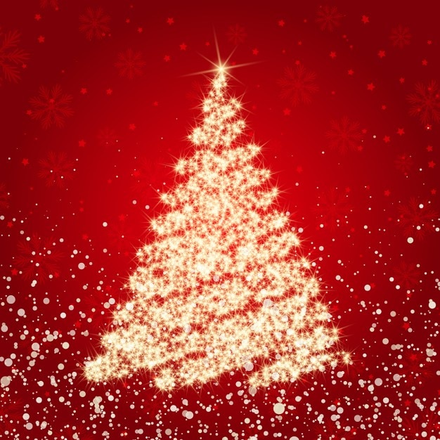 Vettore gratuito natale con sfondo oro scintillante albero