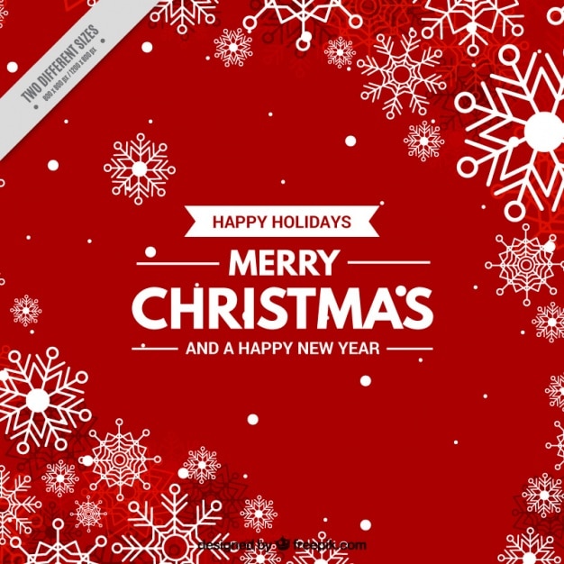 Free vector christmas red background with snowflakes