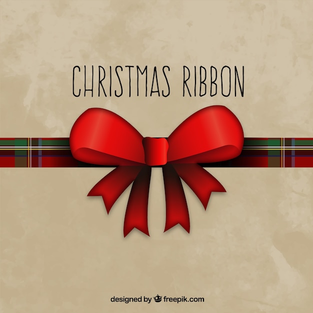 Free vector christmas red bow with ribbon