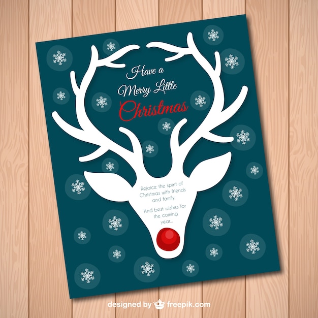 Christmas reindeer card with the red noise