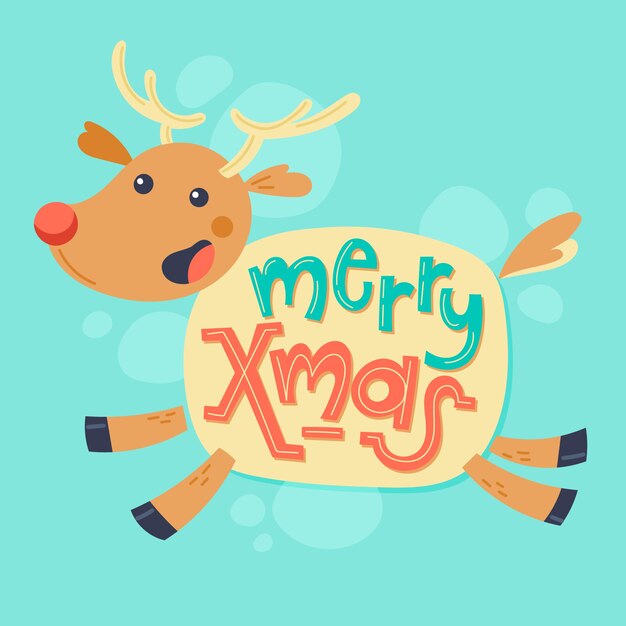 Christmas reindeer character with lettering