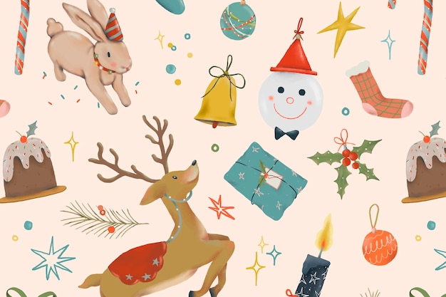 Рождественский олень бесшовный фон фон, милые праздники сезон иллюстрации вектор