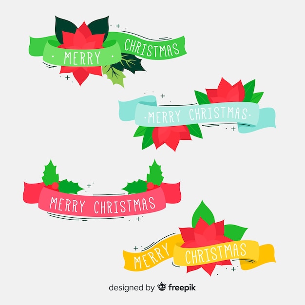 Christmas ribbon collection in flat design