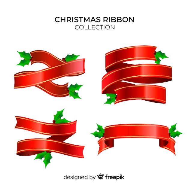 Free vector christmas ribbon collection