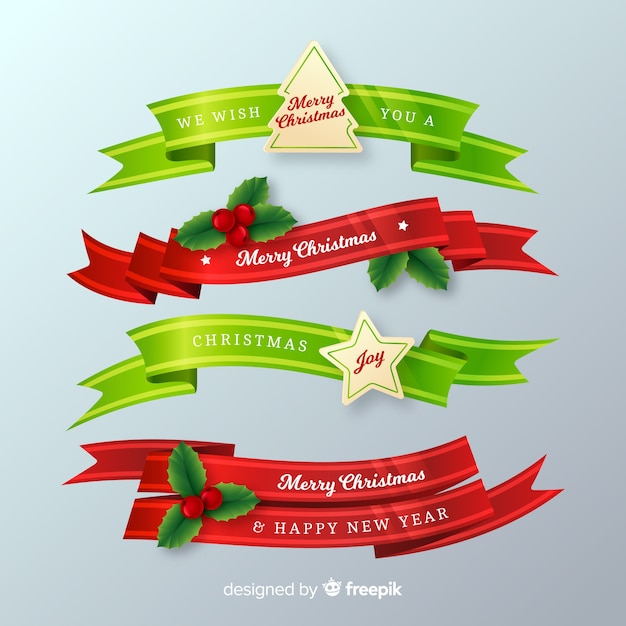 Free vector christmas ribbon collection