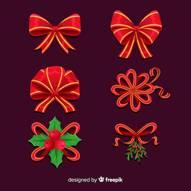 Vettore gratuito collezione christmas ribbon