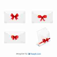 Free vector christmas ribbon envelope set