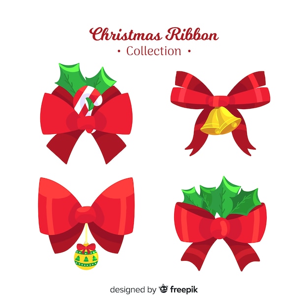 Бесплатное векторное изображение Коллекция рождественских лент в плоском дизайне