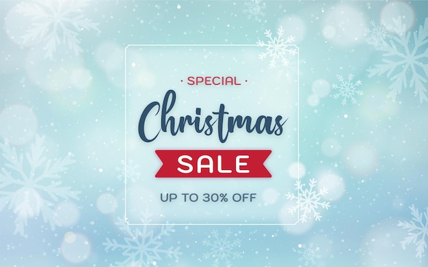 Christmas sale background wirh unfocused landscape