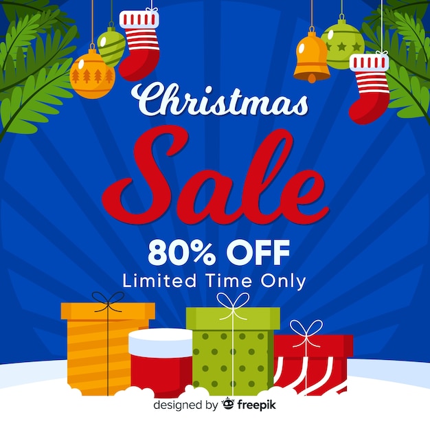 Бесплатное векторное изображение Рождественская распродажа фон