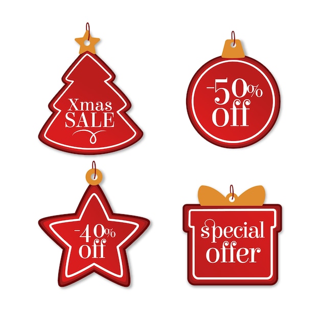 Free vector christmas sale badge and tag hand drawn