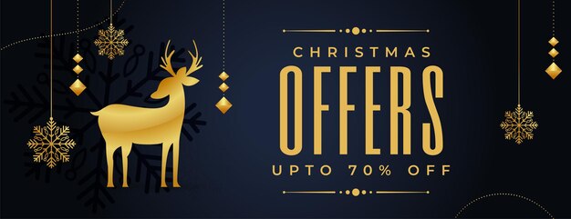 Christmas sale banenr with offer details in golden color