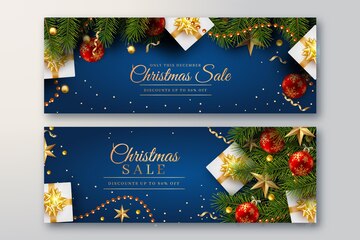 Free Vector | Christmas sale banner pack