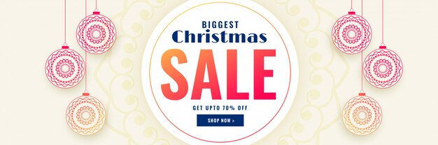 Christmas sale banner with decorative xmas balls