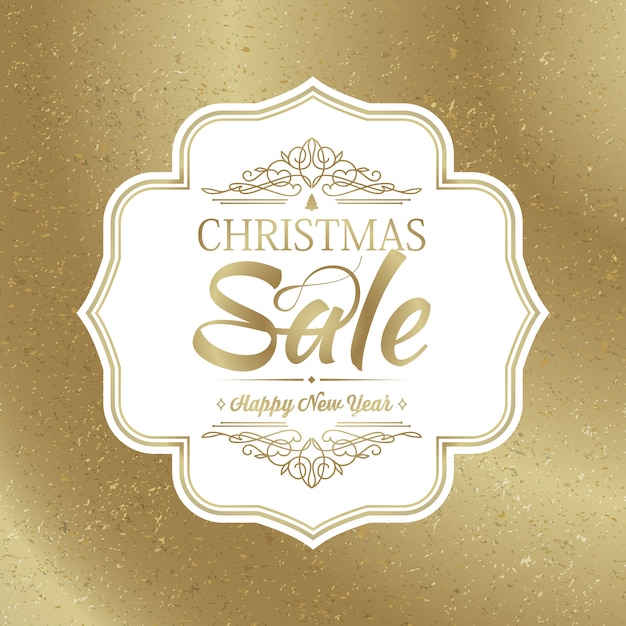 Christmas sale banner with stylish white design frame on the trendy golden background vector illustration