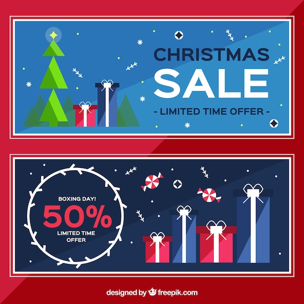 Free vector christmas sale banners in flat design