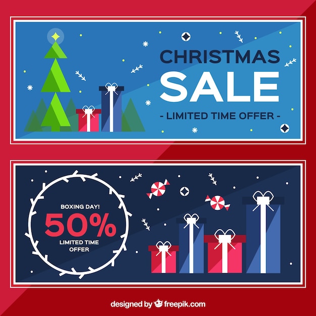 Vettore gratuito natale vendita banner in design piatto