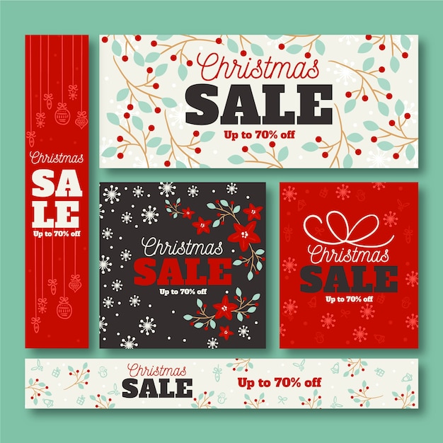 Free vector christmas sale banners in flat design