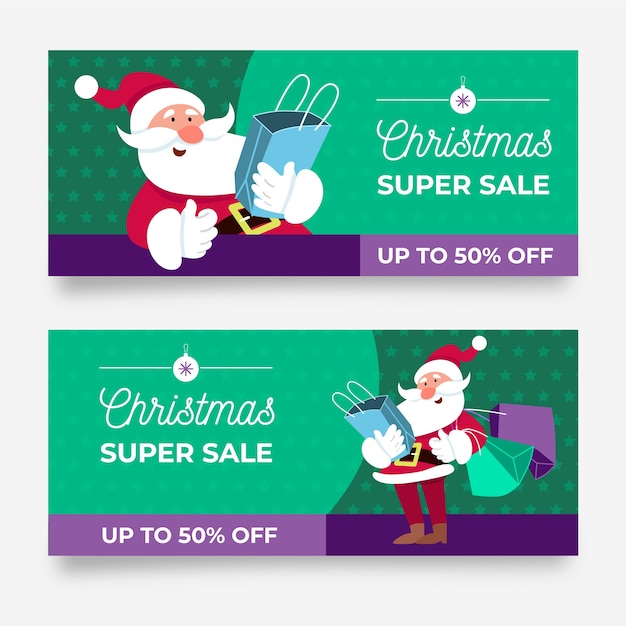 Free vector christmas sale banners in flat design