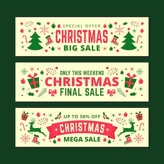 Christmas sale banners in flat design