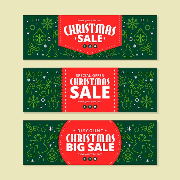 Free vector christmas sale banners in flat design