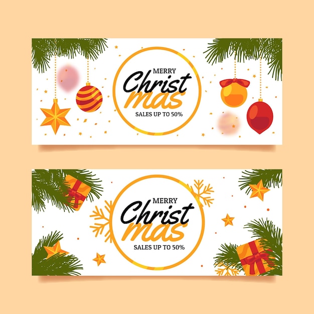 Christmas sale banners in flat design