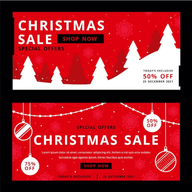 Christmas sale banners in flat design