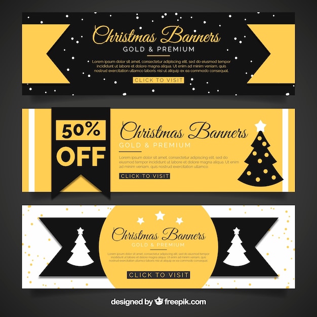 Бесплатное векторное изображение Рождественские баннеры для продажи