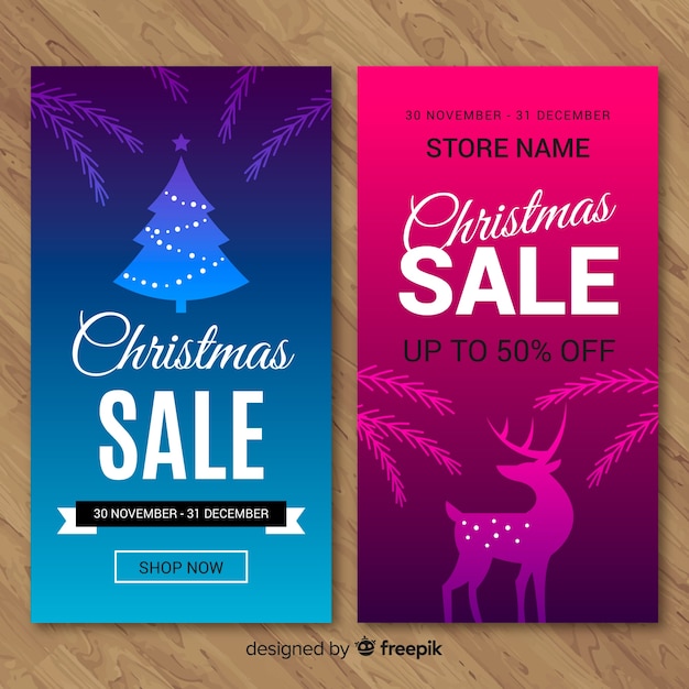 Free vector christmas sale banners