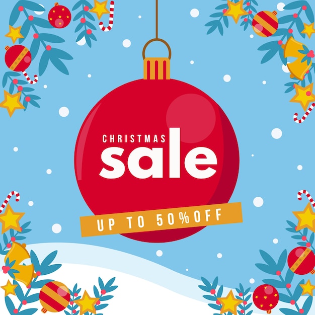 Christmas sale concept in flat design