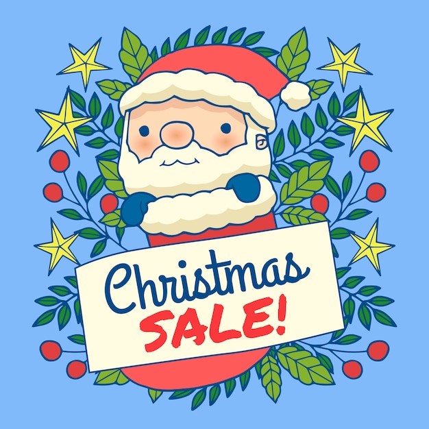 Free vector christmas sale concept in hand drawn